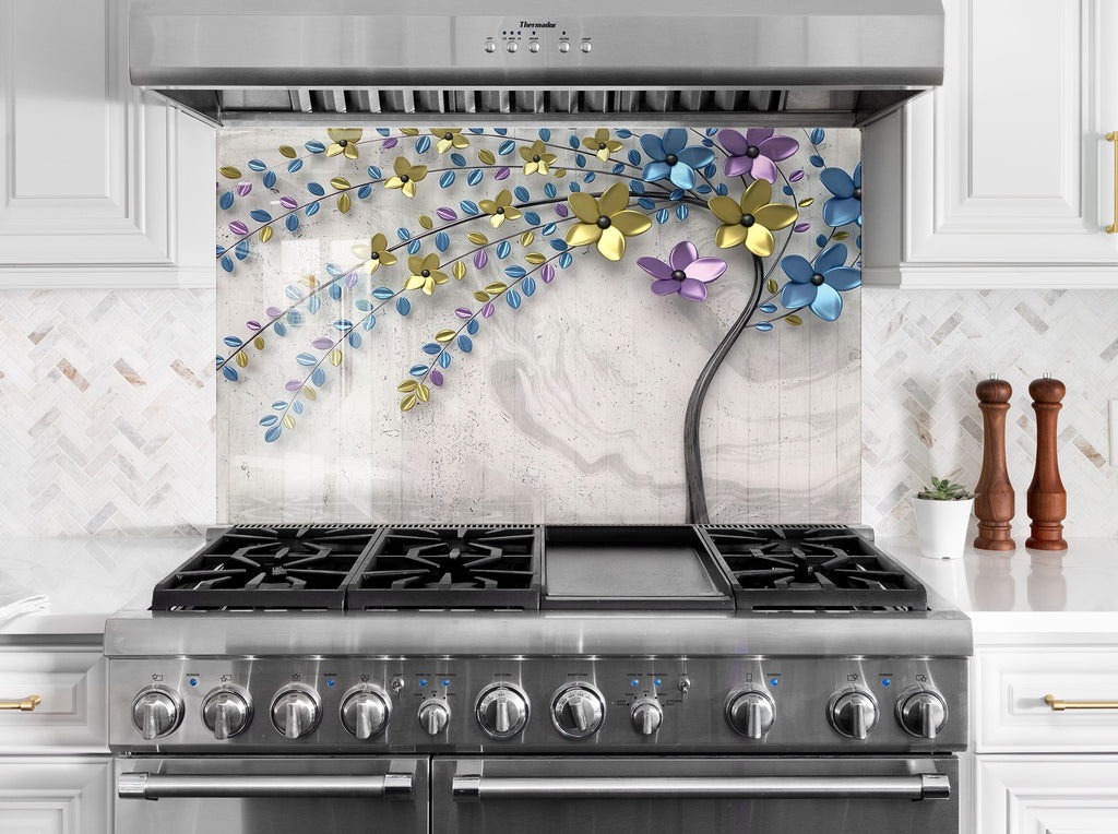 Sakura Tree Tempered Glass Backsplash-BacksplashArtworks