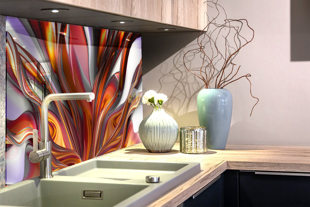 Molten Elegance Stained - Glass Kitchen Backsplash-BacksplashArtworks