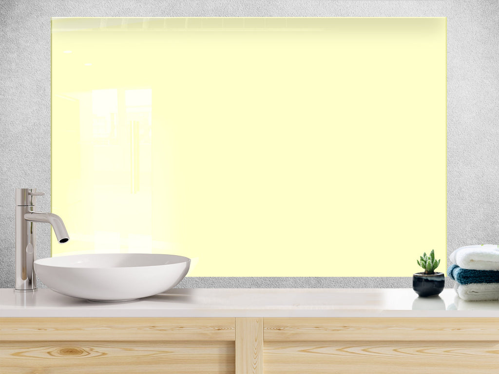 Pale Yellow - Tempered Glass Kitchen Backsplash-BacksplashArtworks