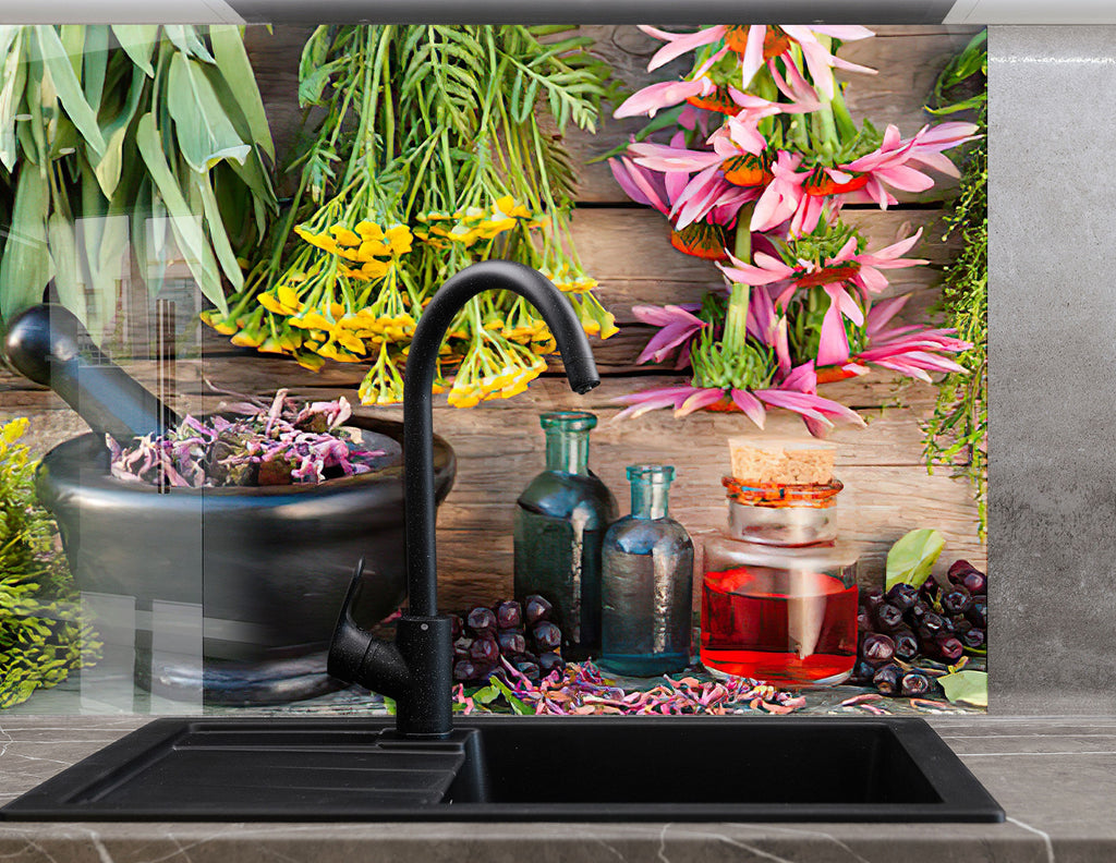 Flowers Tempered Glass Backsplash-BacksplashArtworks