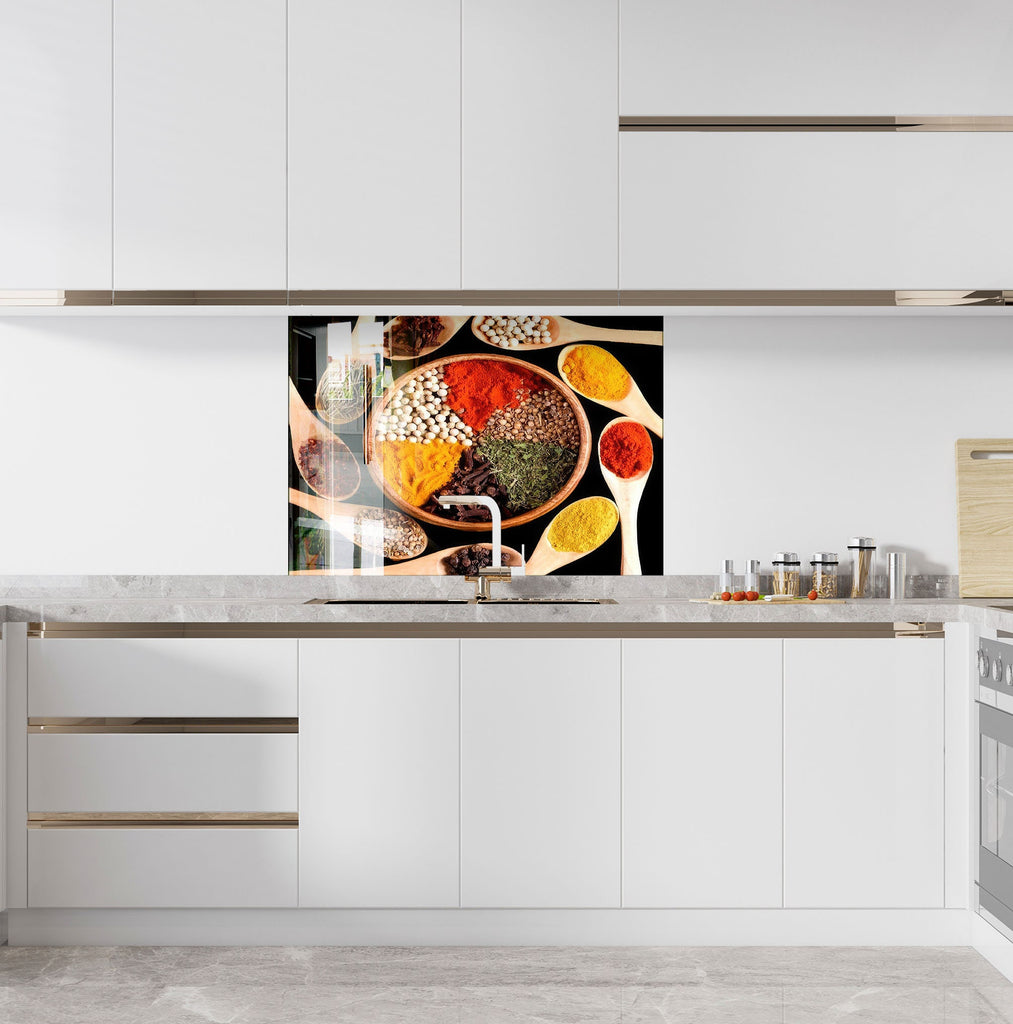 Exotic Spice Medley - Tempered Glass Kitchen Backsplash-BacksplashArtworks