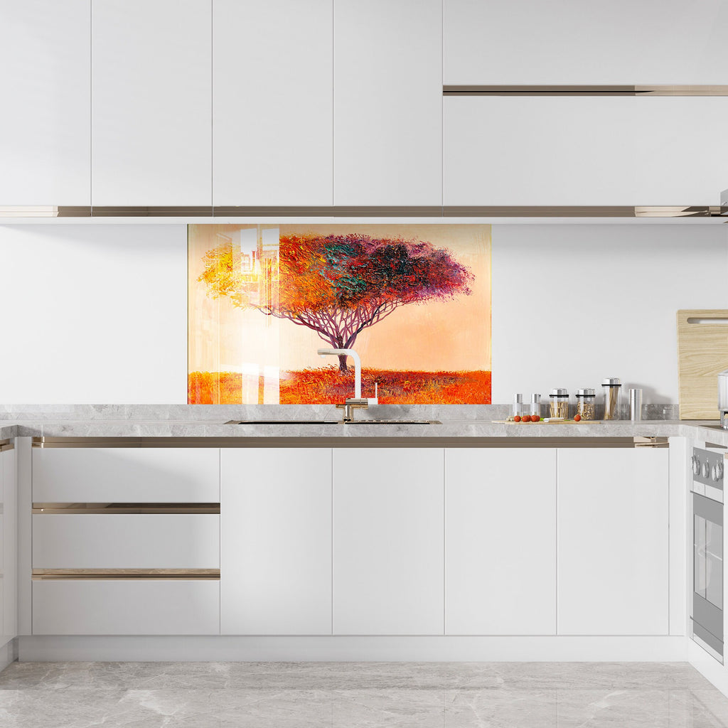 Botanical Floral Tempered Glass Backsplash-BacksplashArtworks