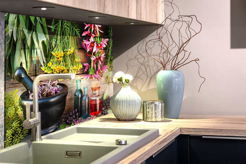 Flowers Tempered Glass Backsplash-BacksplashArtworks
