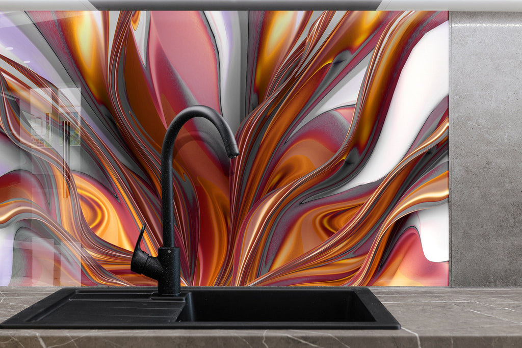 Molten Elegance Stained - Glass Kitchen Backsplash-BacksplashArtworks