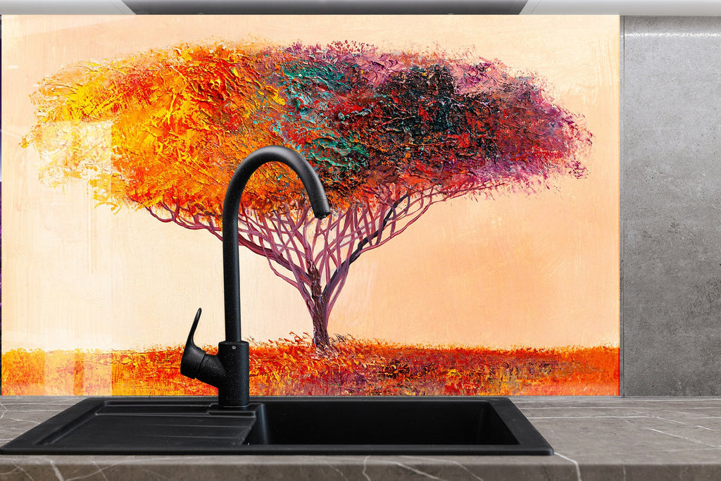 Botanical Floral Tempered Glass Backsplash-BacksplashArtworks