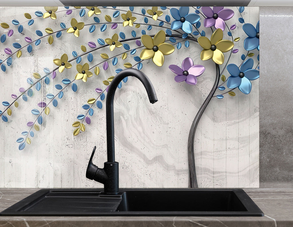 Sakura Tree Tempered Glass Backsplash-BacksplashArtworks