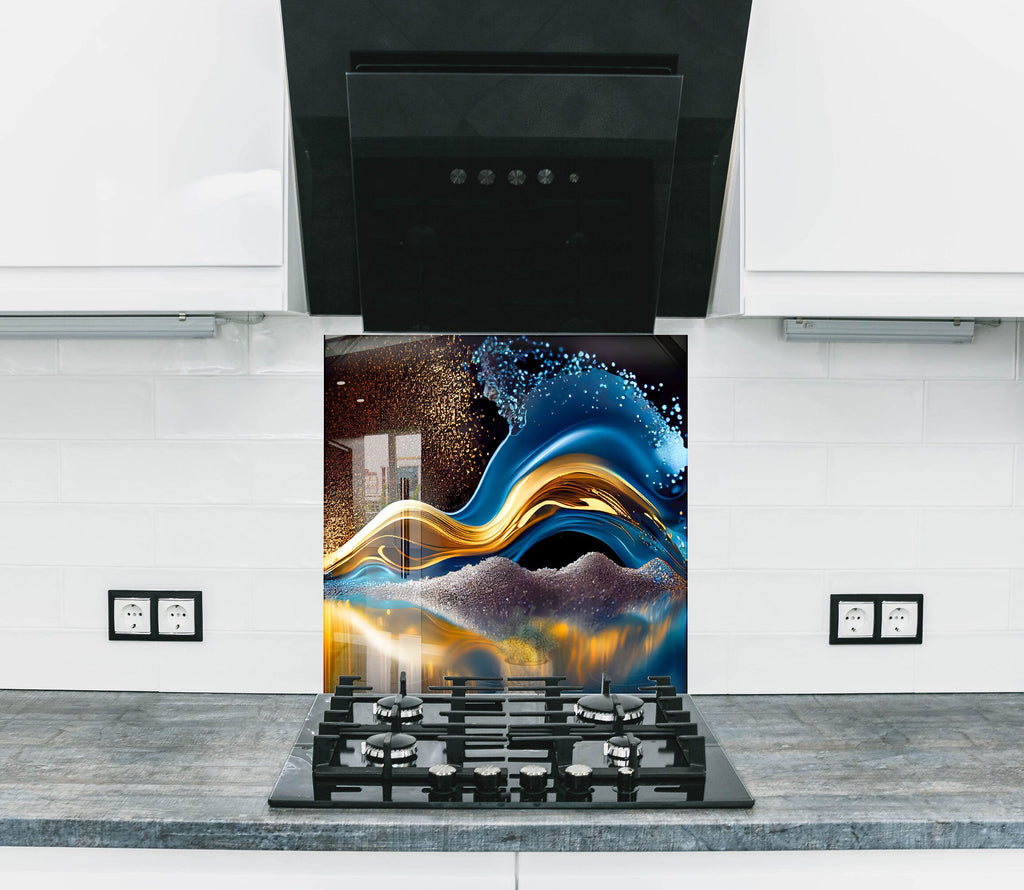 Abstract Tempered Glass Backsplash-BacksplashArtworks