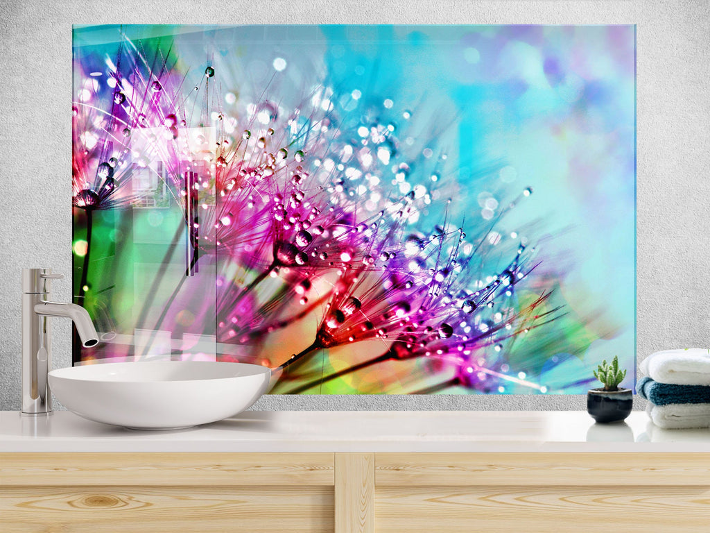 Botanical Floral Tempered Glass Backsplash-BacksplashArtworks