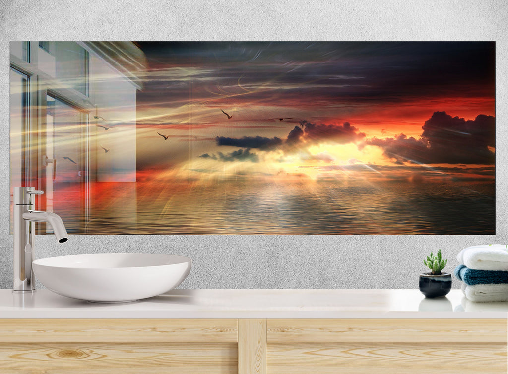 Dramatic Sunset Sky - Glass Kitchen Backsplash-BacksplashArtworks
