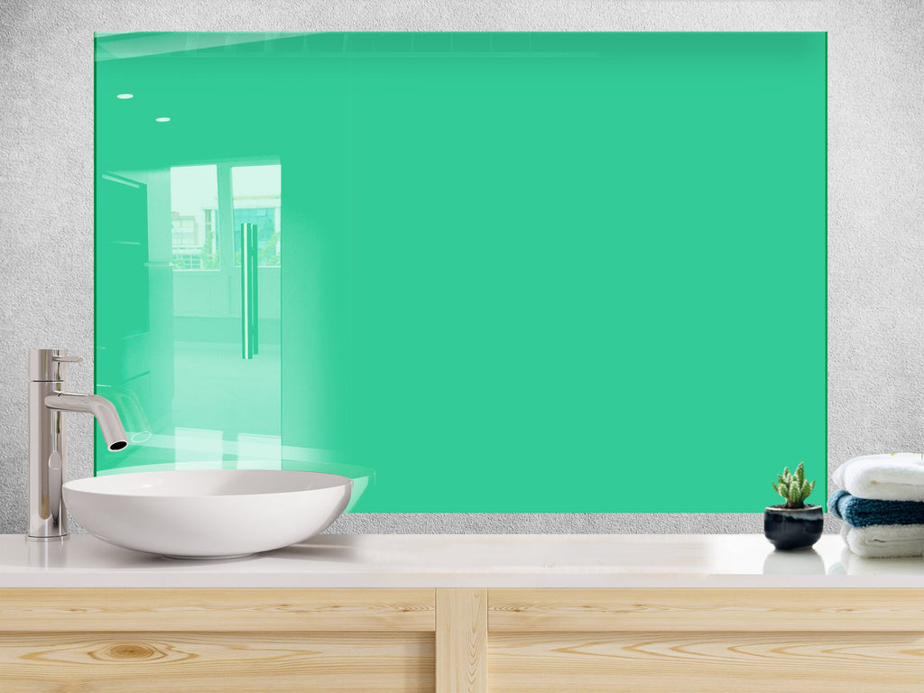 Turquoise - Tempered Glass Kitchen Backsplash-BacksplashArtworks