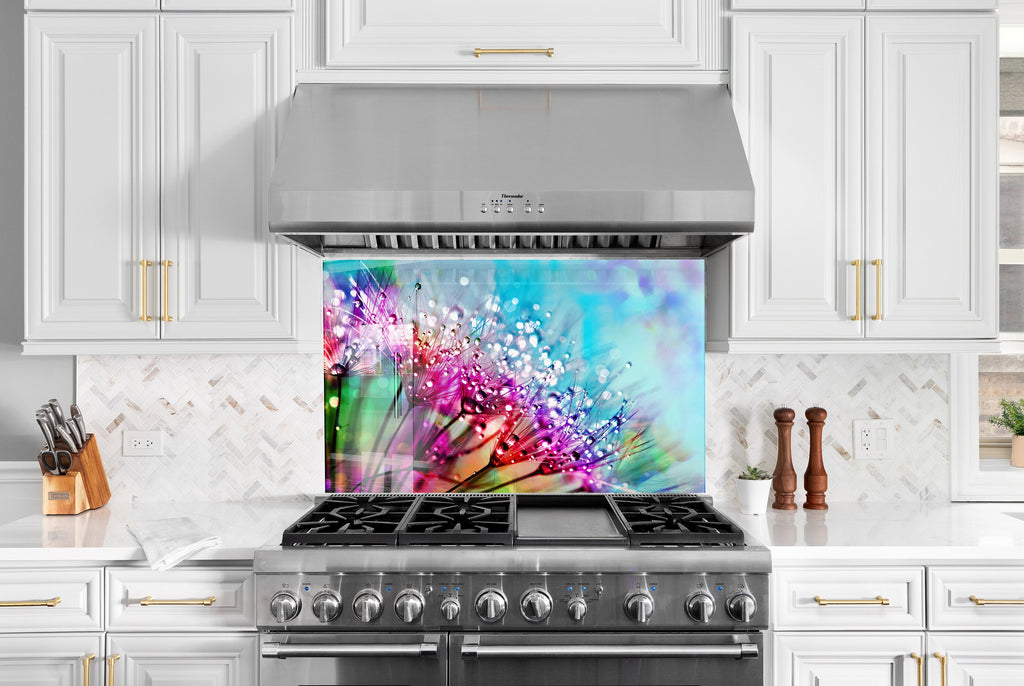 Botanical Floral Tempered Glass Backsplash-BacksplashArtworks