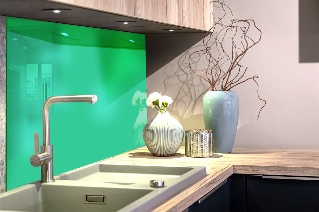 Turquoise - Tempered Glass Kitchen Backsplash-BacksplashArtworks