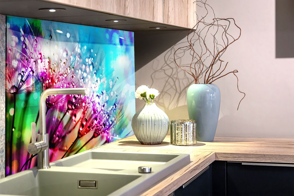 Botanical Floral Tempered Glass Backsplash-BacksplashArtworks