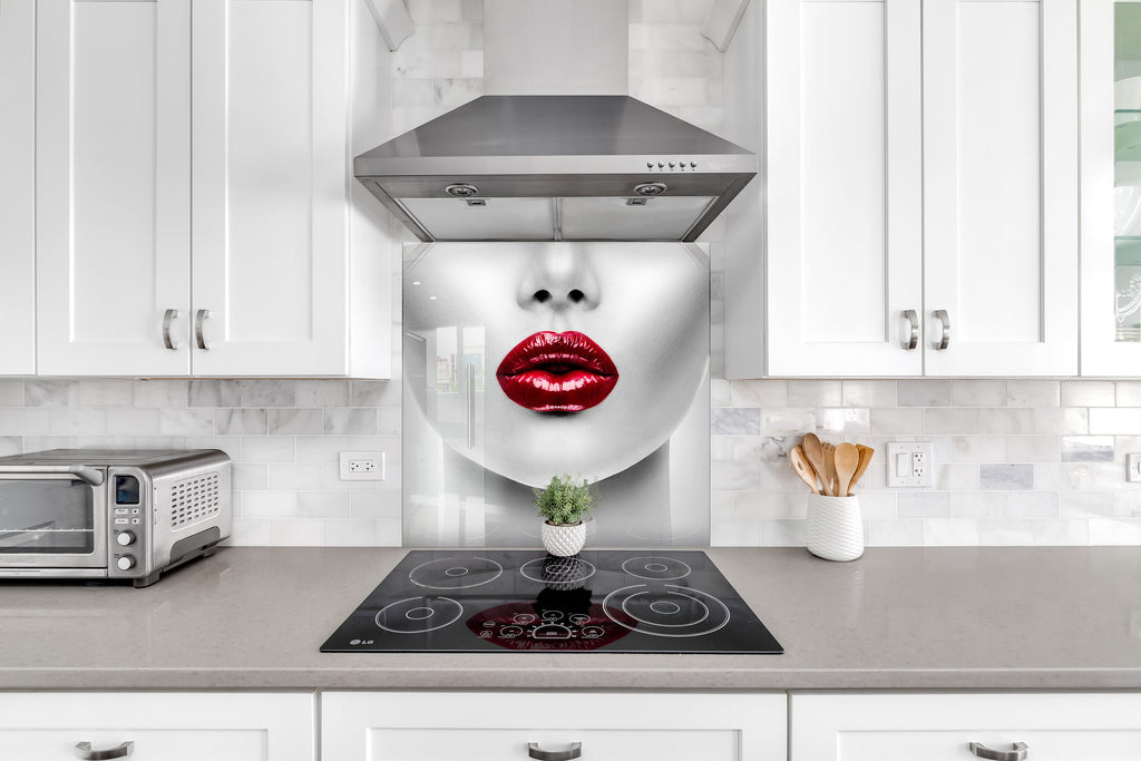 Red Lips - Glass Kitchen Backsplash-BacksplashArtworks