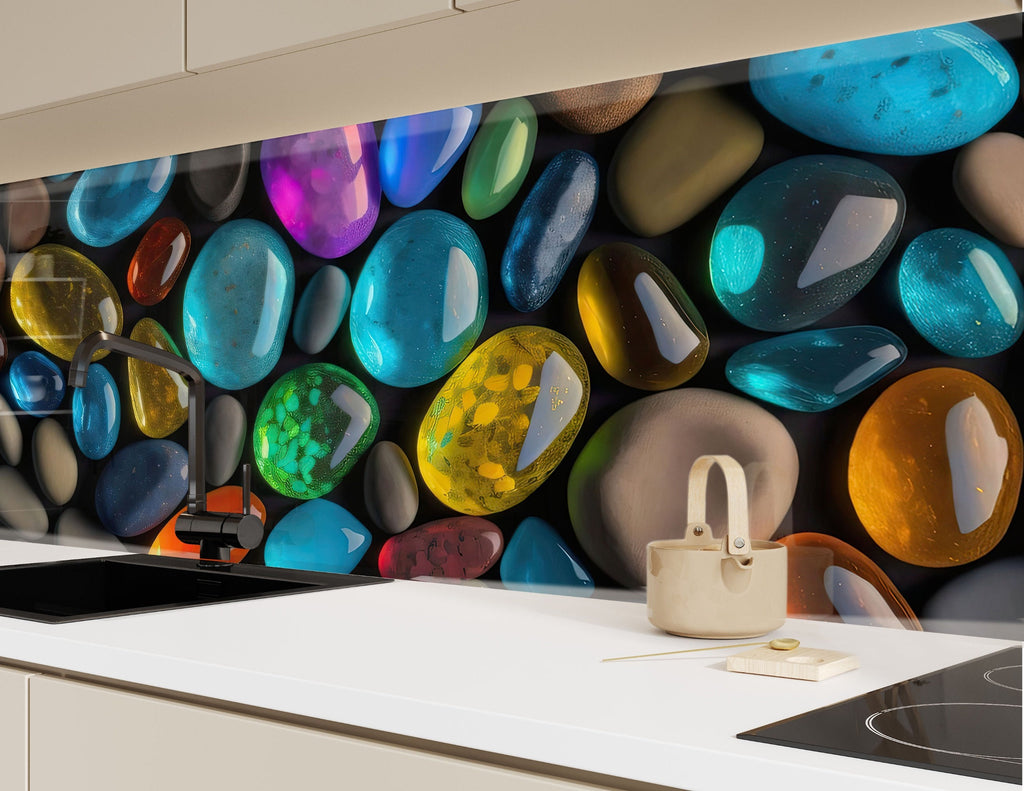Zen Spa Stones Tempered Glass Backsplash-BacksplashArtworks