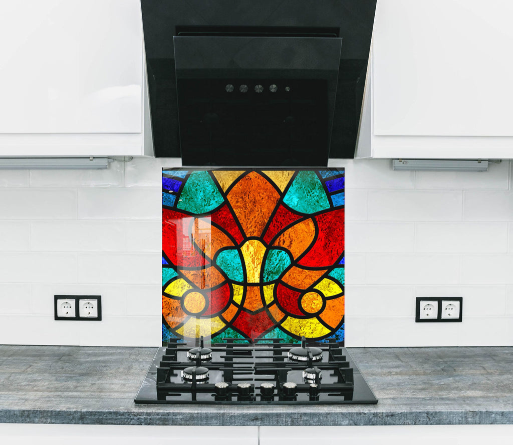 Colorful Classic Stained - Glass Kitchen Backsplash-BacksplashArtworks