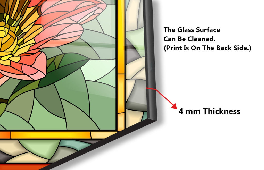 Stained Flower Tempered Glass Backsplash-BacksplashArtworks
