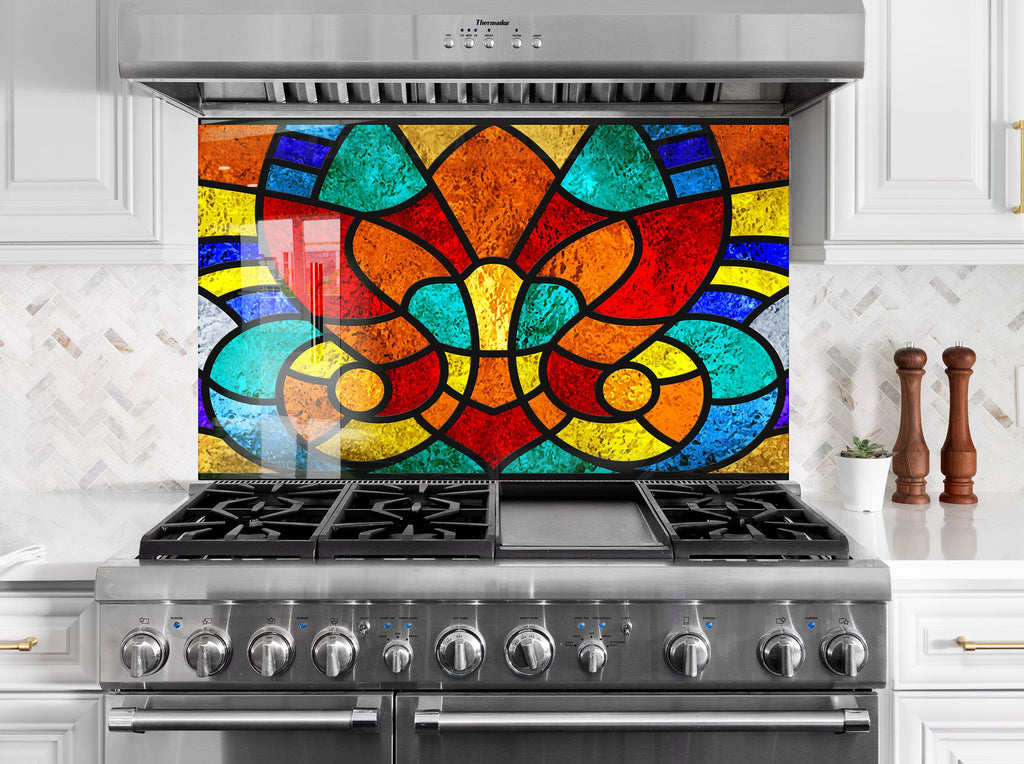Colorful Classic Stained - Glass Kitchen Backsplash-BacksplashArtworks