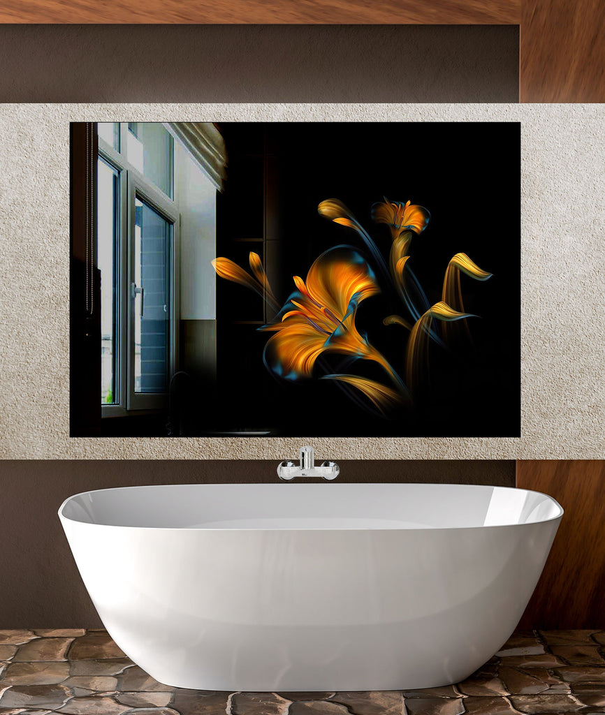 Botanical Floral Tempered Glass Backsplash-BacksplashArtworks