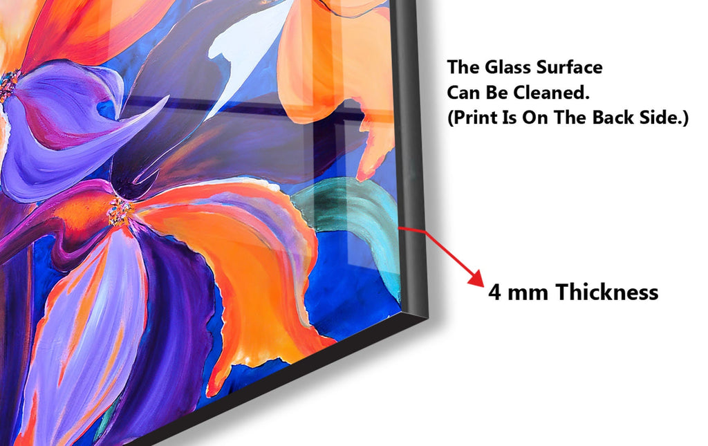Botanical Floral Tempered Glass Backsplash-BacksplashArtworks