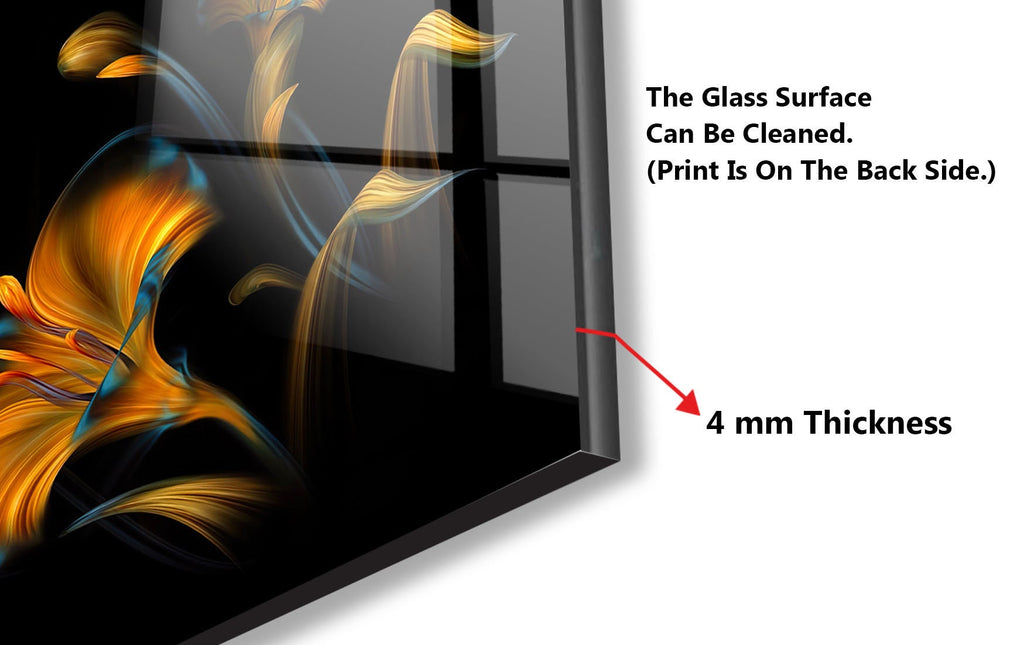 Botanical Floral Tempered Glass Backsplash-BacksplashArtworks