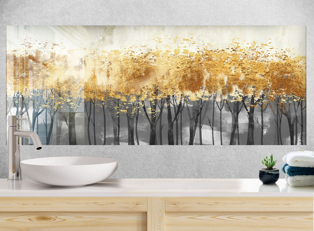 Botanical Floral Tempered Glass Backsplash-BacksplashArtworks