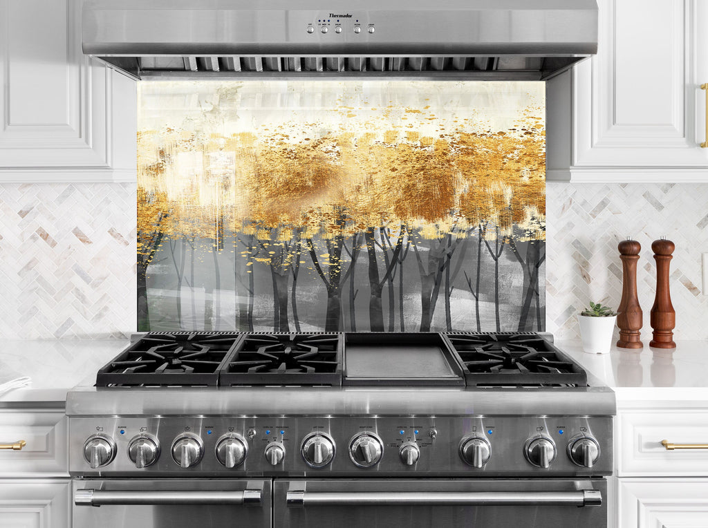 Botanical Floral Tempered Glass Backsplash-BacksplashArtworks