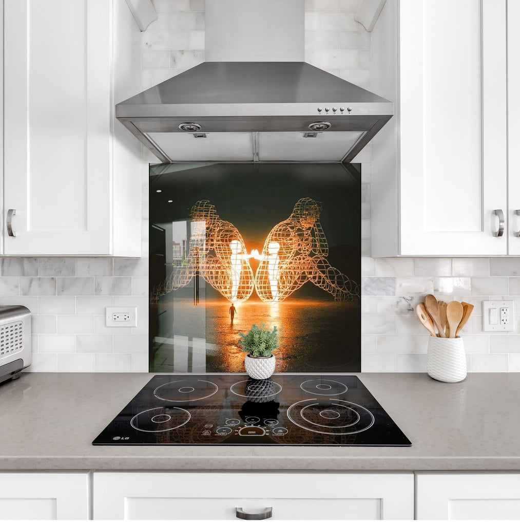Symbolic Love & Emotional Connection - Glass Kitchen Backsplash-BacksplashArtworks