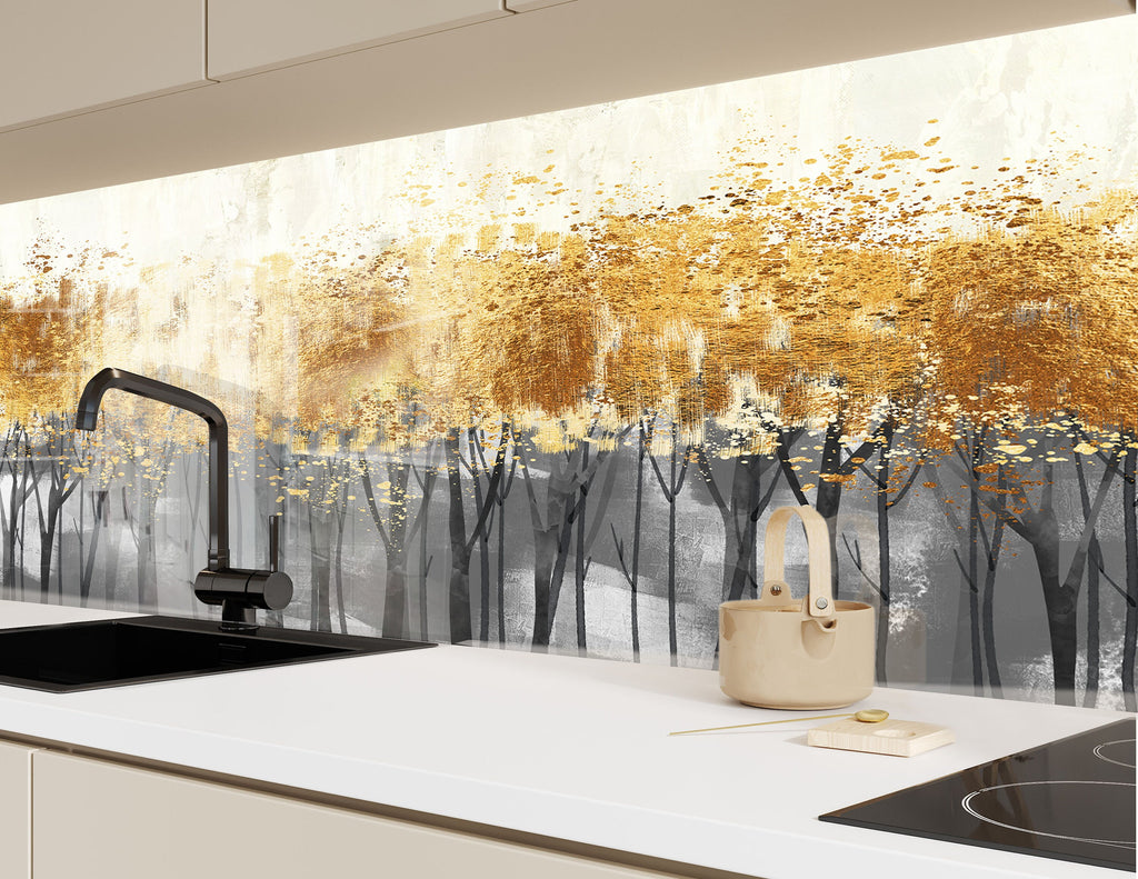 Botanical Floral Tempered Glass Backsplash-BacksplashArtworks