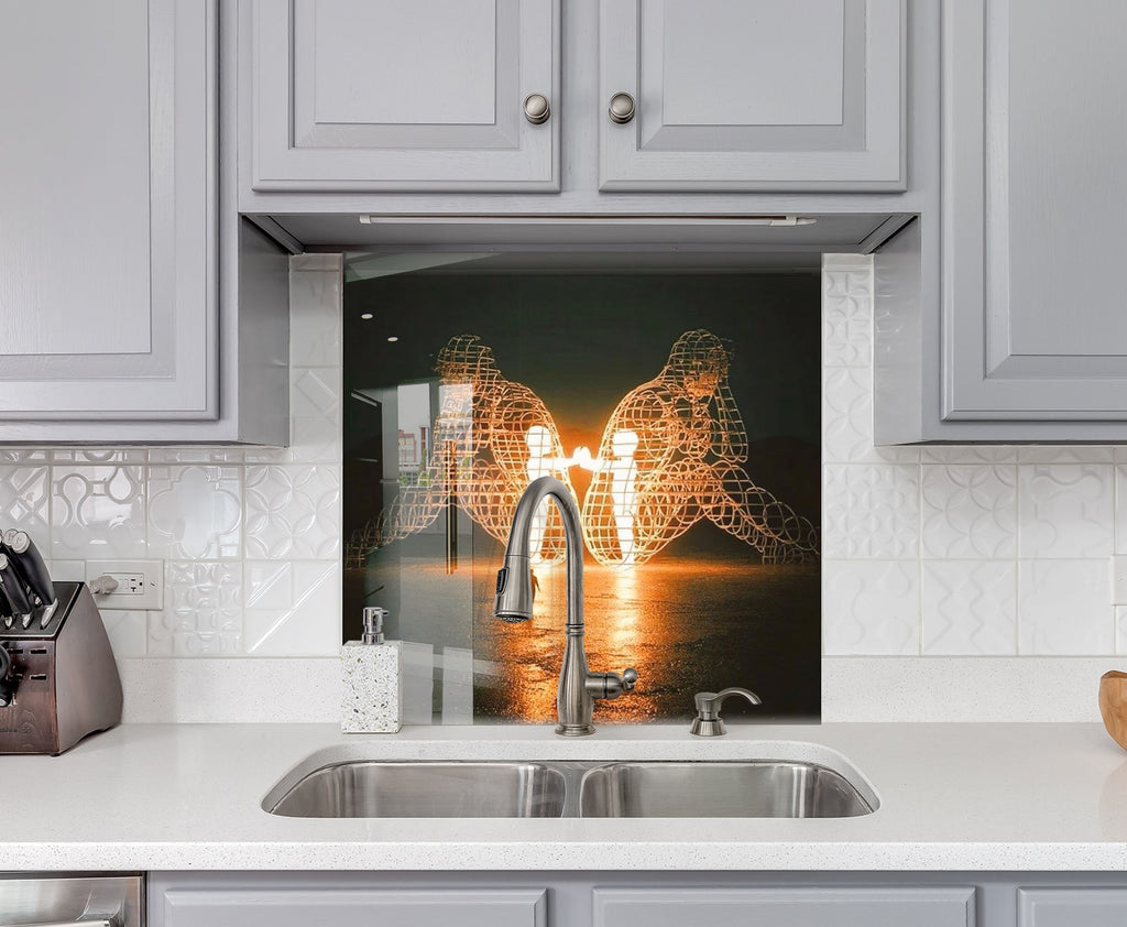 Symbolic Love & Emotional Connection - Glass Kitchen Backsplash-BacksplashArtworks