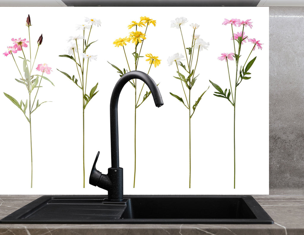 Botanical Floral Tempered Glass Backsplash-BacksplashArtworks