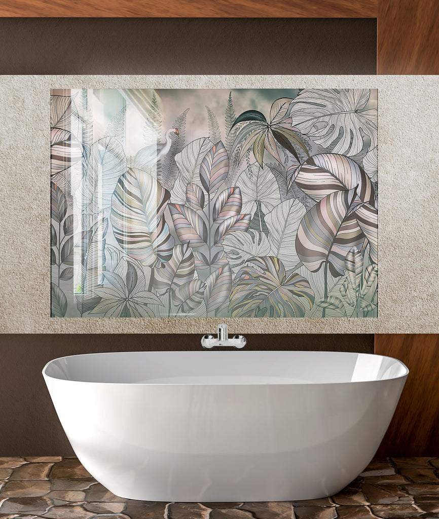 Floral & Botanical Tempered Glass Backsplash-BacksplashArtworks