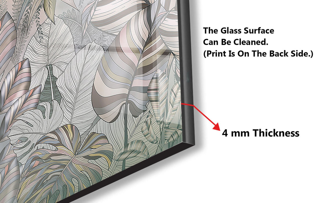 Floral & Botanical Tempered Glass Backsplash-BacksplashArtworks