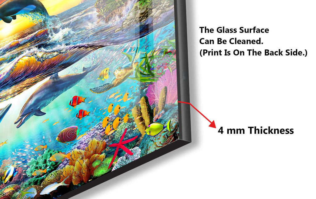 Vibrant Ocean Life Wall Art – Glass Backsplash-BacksplashArtworks