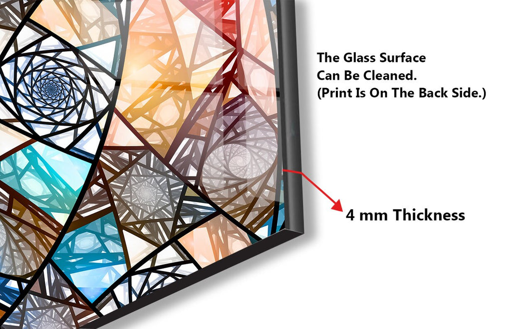 Geometric Spiral Stained - Glass Kitchen Backsplash-BacksplashArtworks