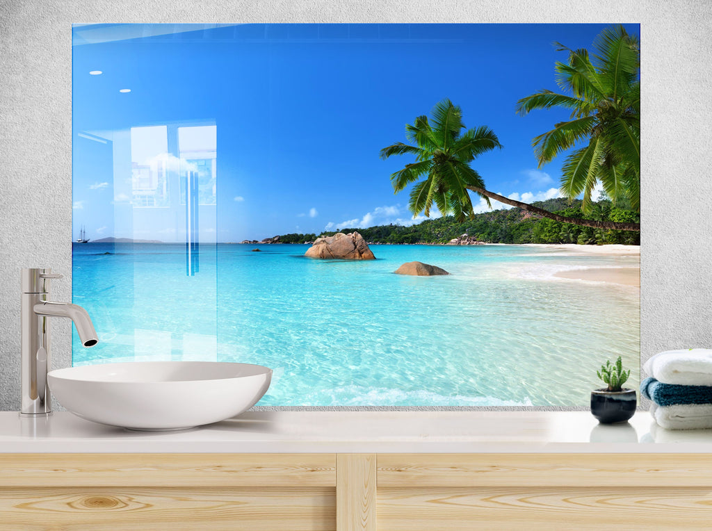 Tropical Beach Paradise Wall Art – Glass Backsplash for Kitchen-BacksplashArtworks