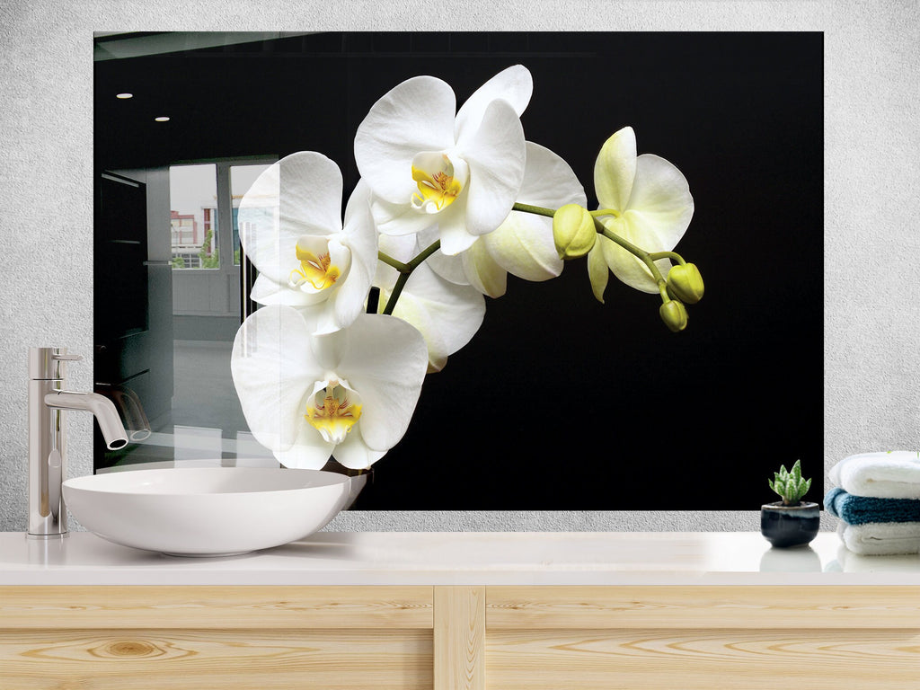 Botanical Floral Tempered Glass Backsplash-BacksplashArtworks