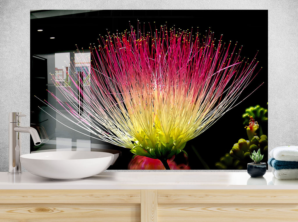 Botanical Floral Tempered Glass Backsplash-BacksplashArtworks