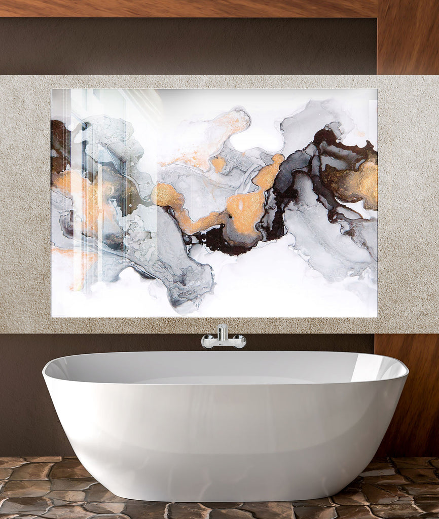 Abstract Marble Swirl - Glass Kitchen Backsplash-BacksplashArtworks