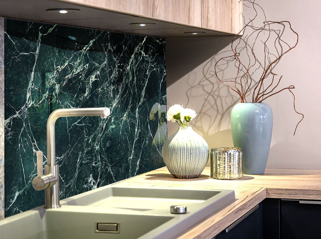 Emerald Stone - Glass Kitchen Backsplash-BacksplashArtworks