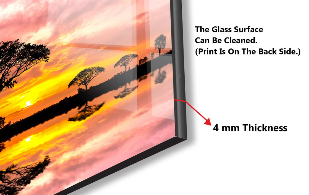 African Sunset Reflection – Glass Kitchen Backsplash-BacksplashArtworks