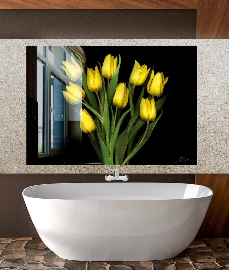 Botanical Floral Tempered Glass Backsplash-BacksplashArtworks
