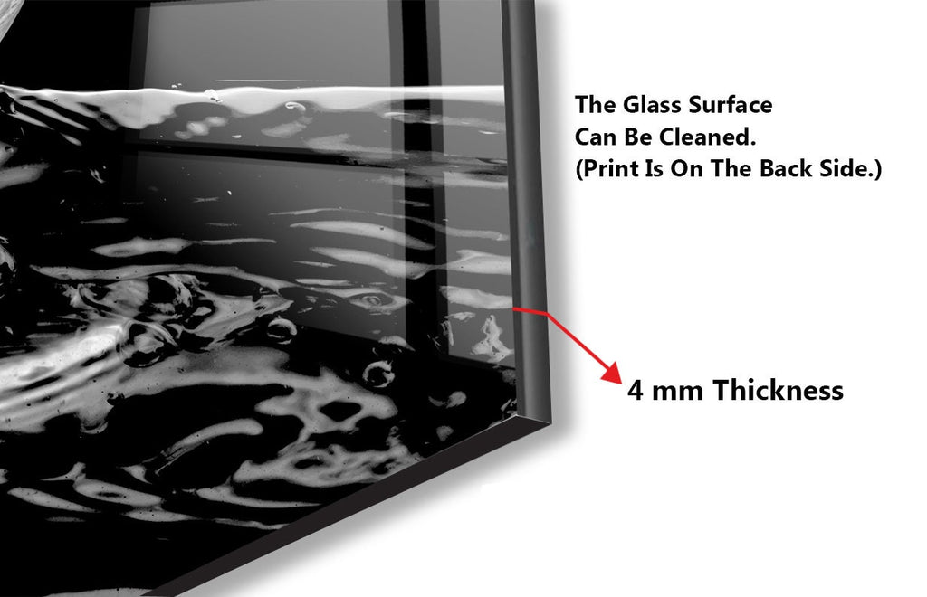 Black & White Water Splash - Glass Kitchen Backsplash-BacksplashArtworks