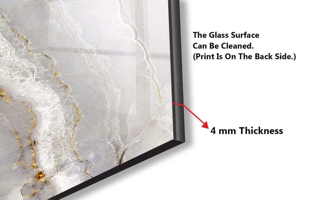 Elegant White Marble with Gold Veins - Glass Kitchen Backsplash-BacksplashArtworks