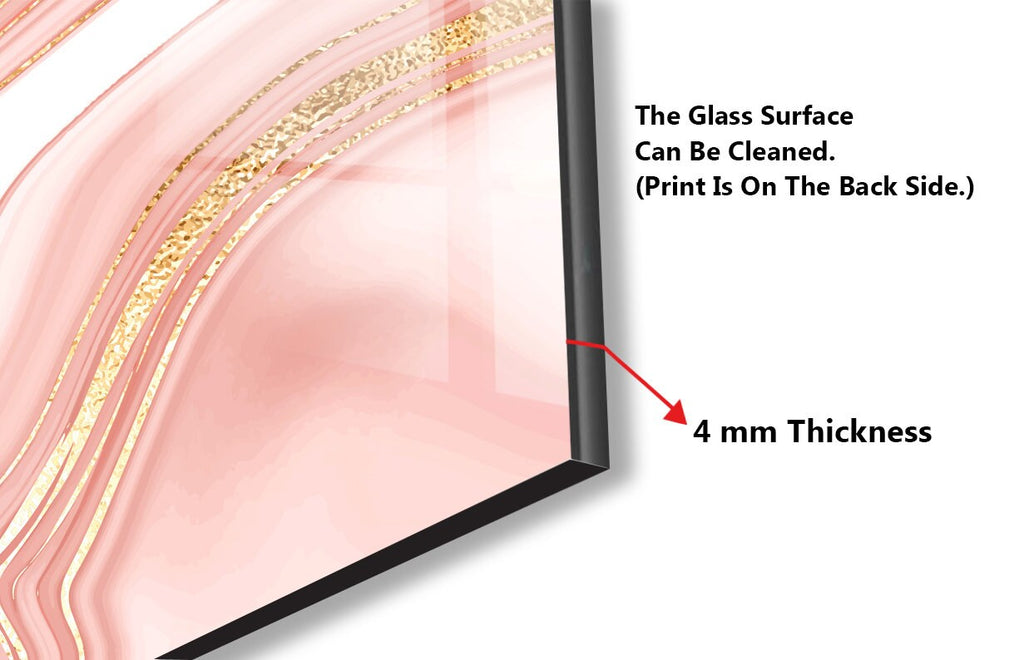 Pink Marble Elegance - Glass Kitchen Backsplash-BacksplashArtworks