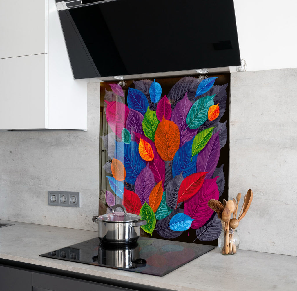 Botanical Floral Tempered Glass Backsplash-BacksplashArtworks