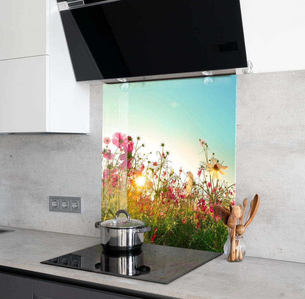 Botanical Floral Tempered Glass Backsplash-BacksplashArtworks