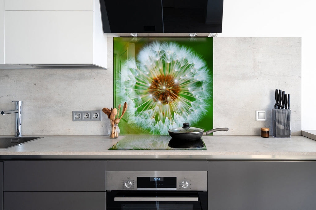 Dandelion Tempered Glass Backsplash-BacksplashArtworks