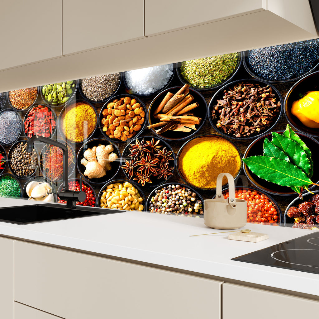 Exotic Spice Market Wall Art - Tempered Glass Kitchen Backsplash-BacksplashArtworks
