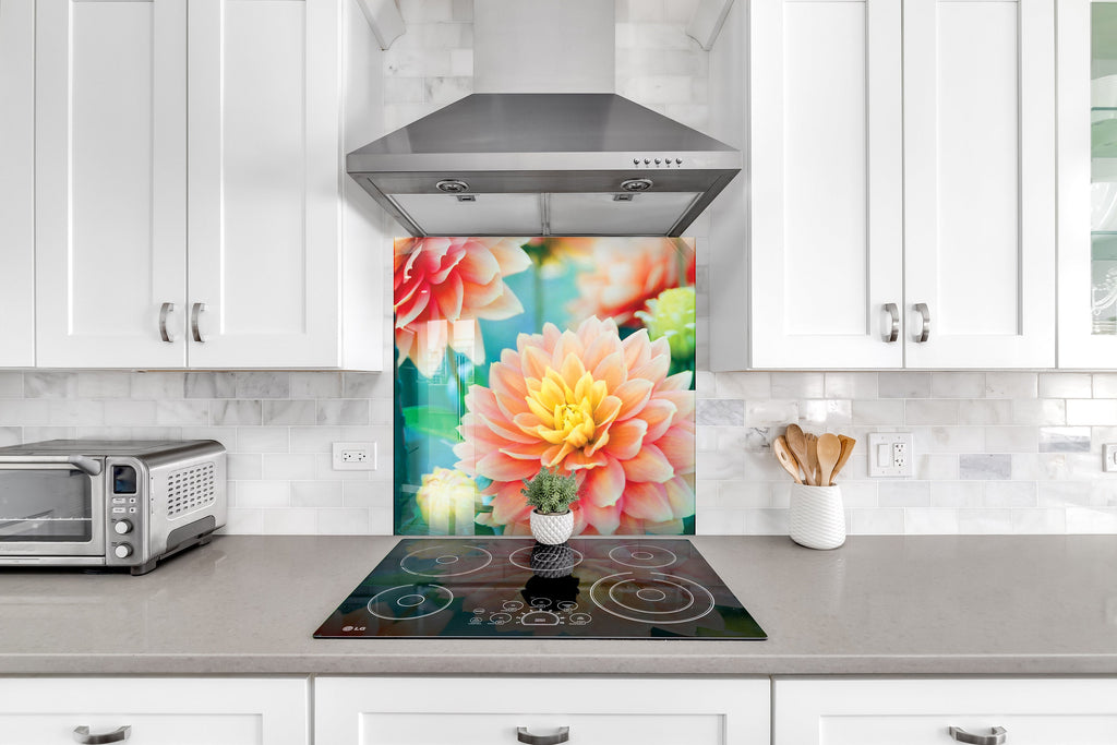 Pink Rose Tempered Glass Backsplash-BacksplashArtworks